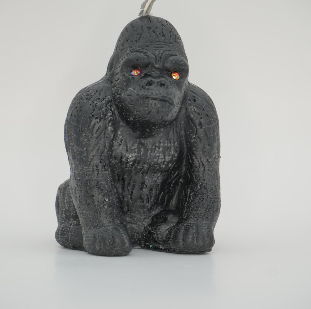 Gorilla Novelty candle with rhinestone eyes, white background