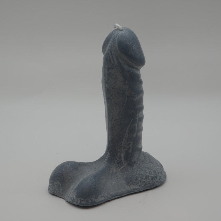 dark grey 6 inch penis candle with light grey background